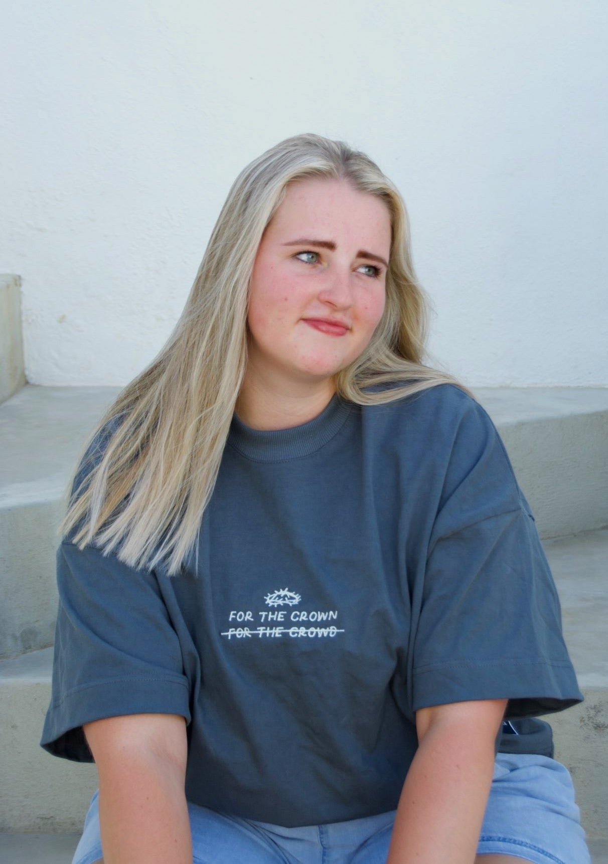 For The Crown Unisex Oversized Fit Embroidered Tee – Premium Cotton