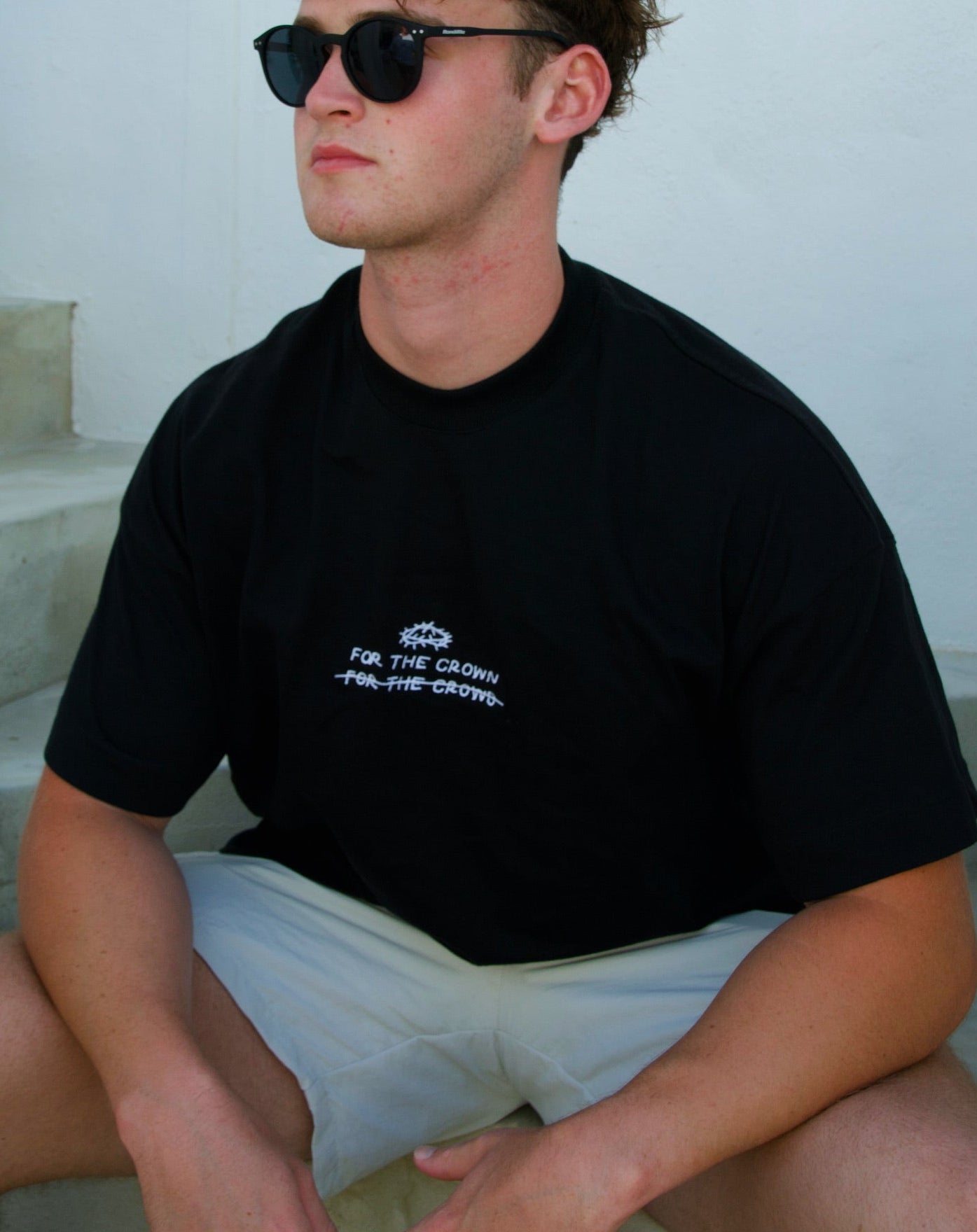 For The Crown  Unisex Oversized Fit Embroidered Tee – Premium Cotton