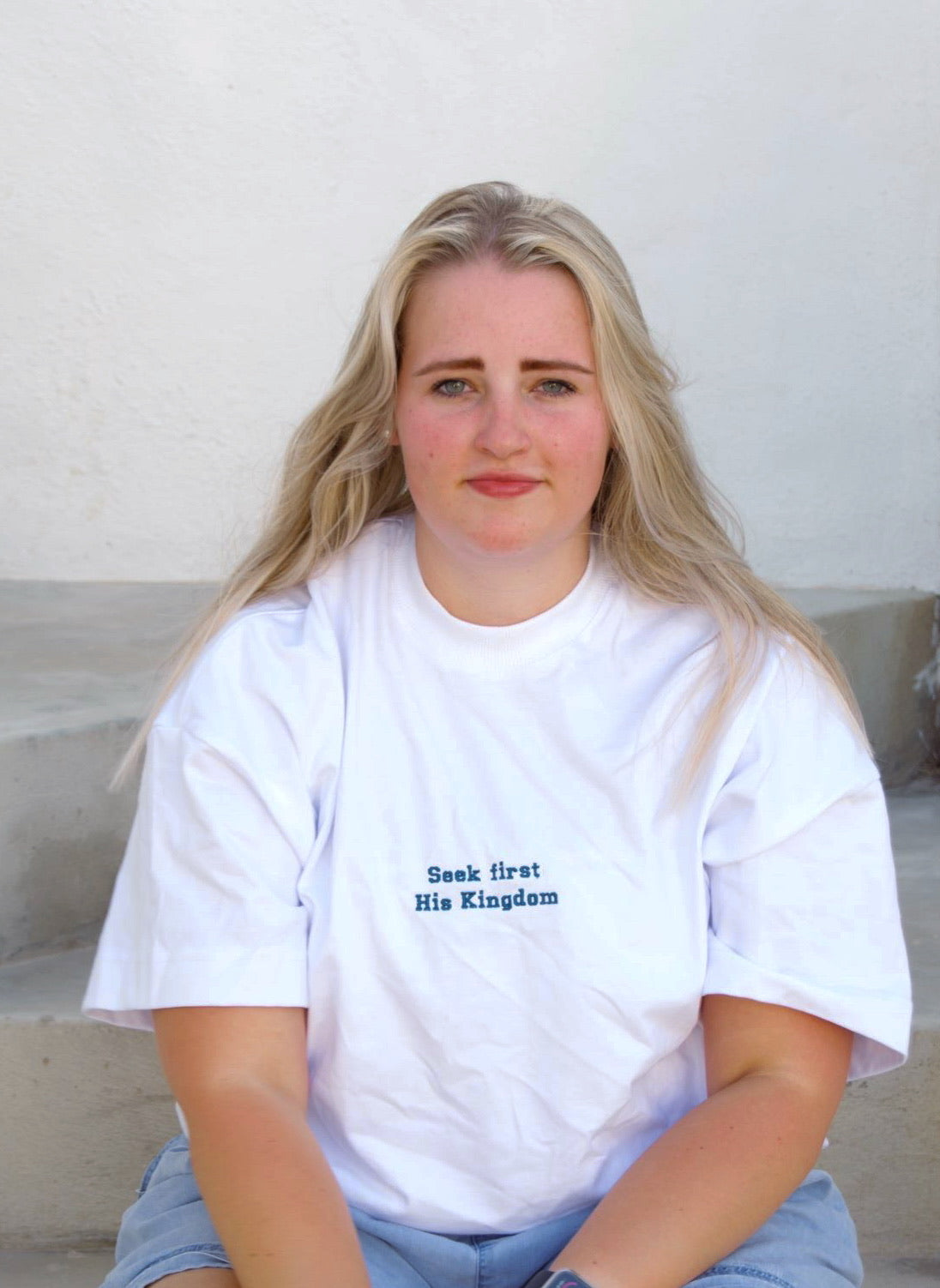 Seek First His Kingdom Unisex Boxy Fit Embroided Tee - Premium cotton