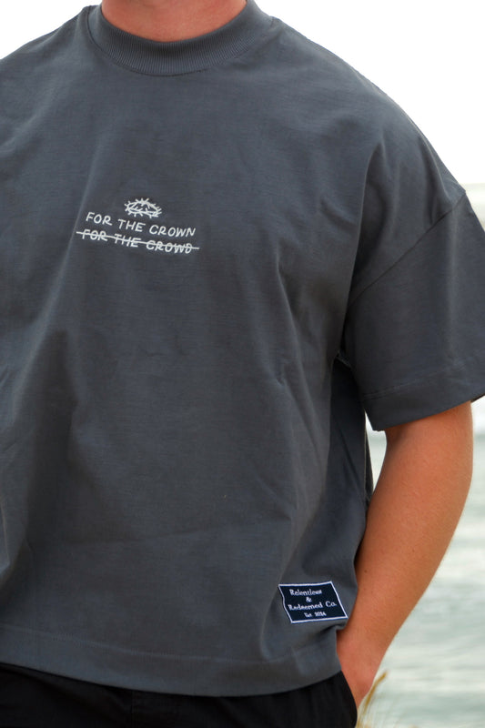 For The Crown  Unisex Oversized Fit Embroidered Tee – Premium Cotton