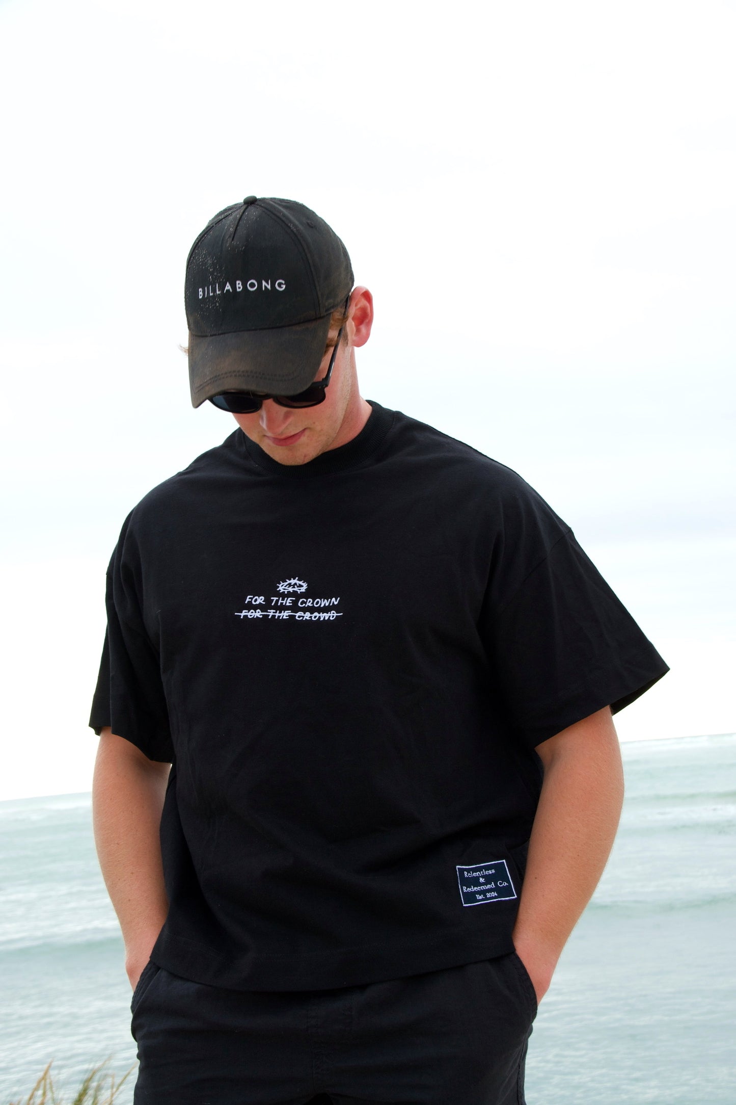 For The Crown  Unisex Oversized Fit Embroidered Tee – Premium Cotton