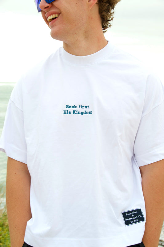 Seek First His Kingdom Unisex Oversized Fit Embroided Tee - Premium cotton