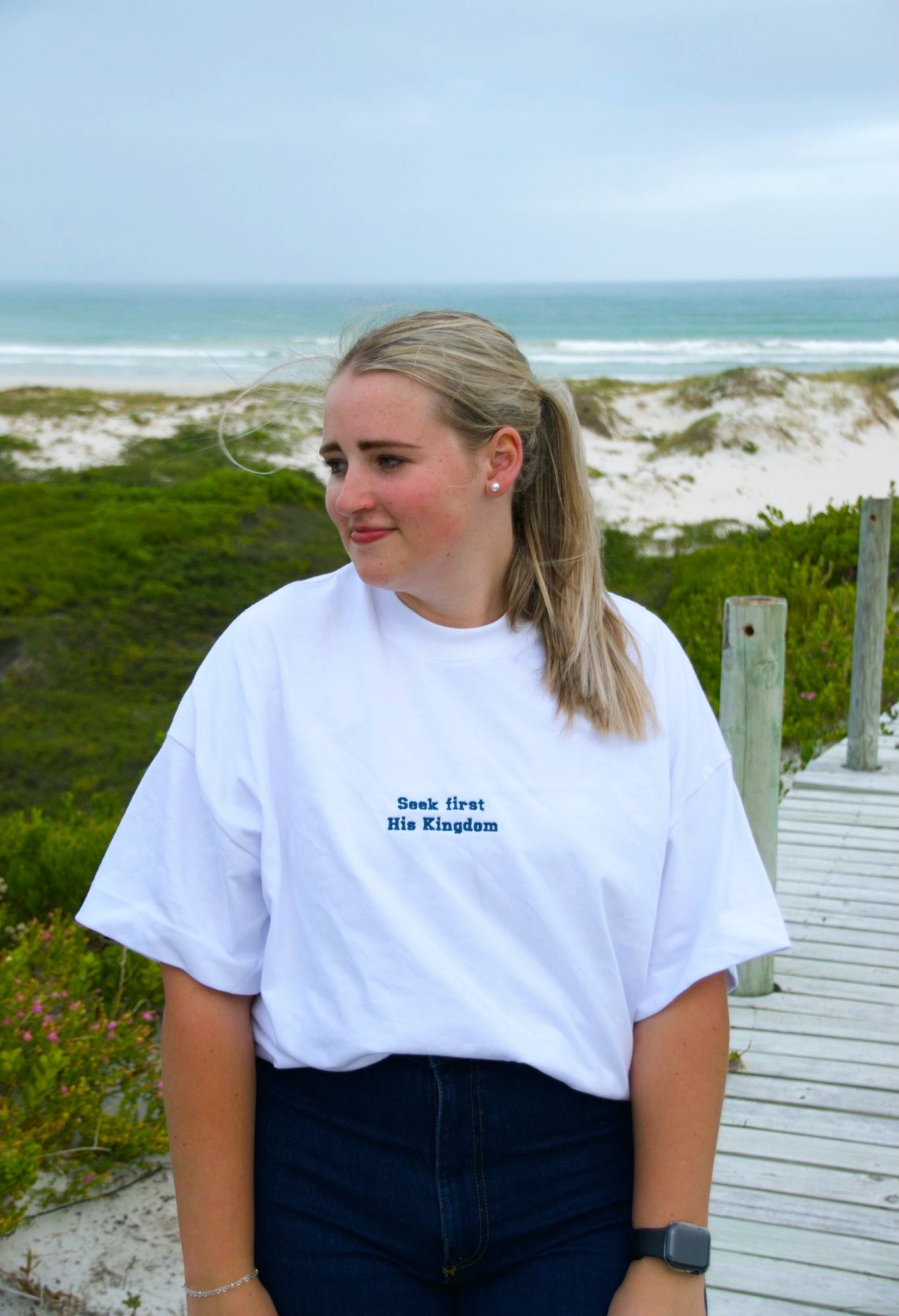 Seek First His Kingdom Unisex Oversized Fit Embroided Tee - Premium cotton