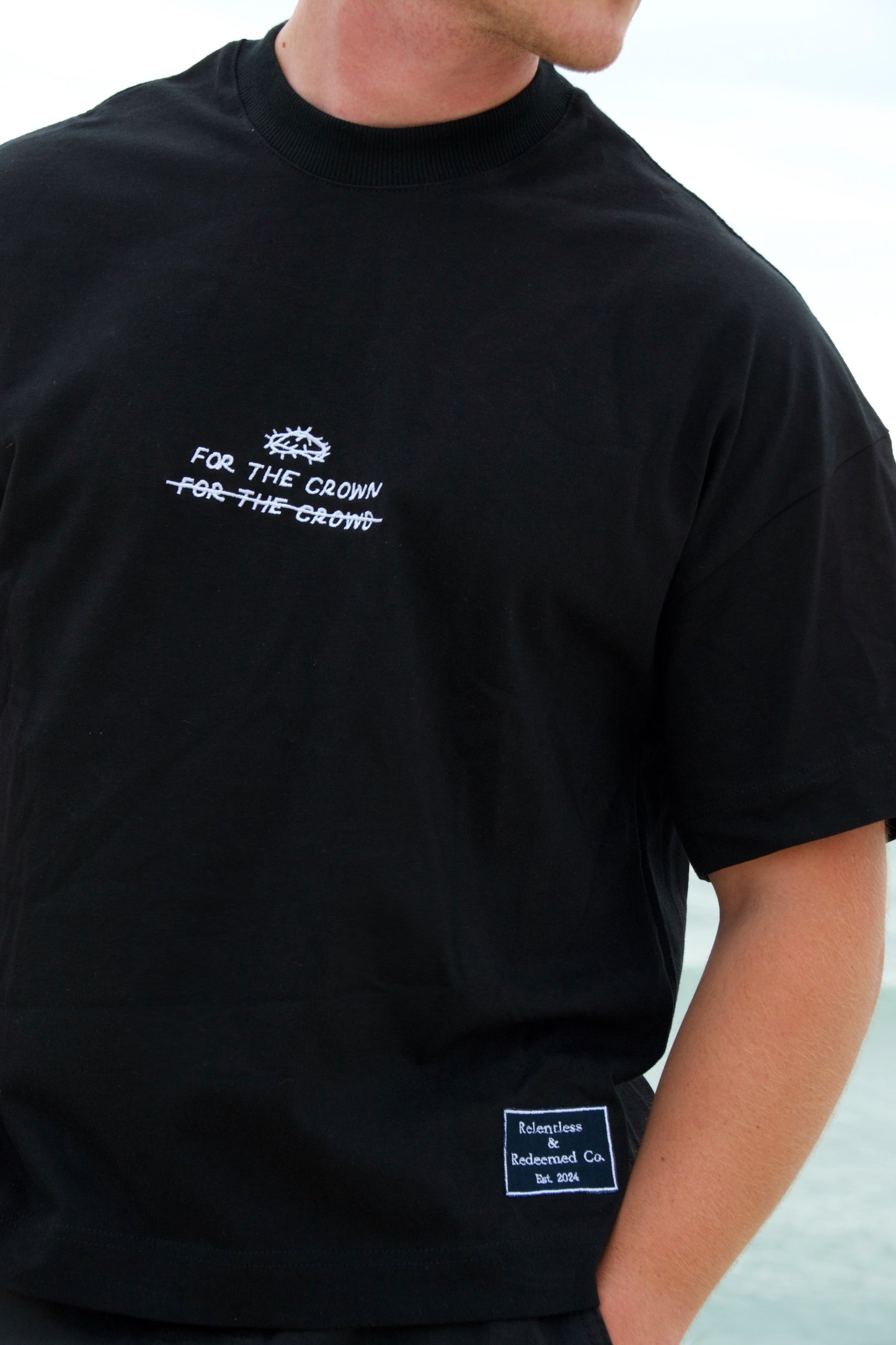 For The Crown Unisex Boxy Fit Embroidered Tee – Premium Cotton