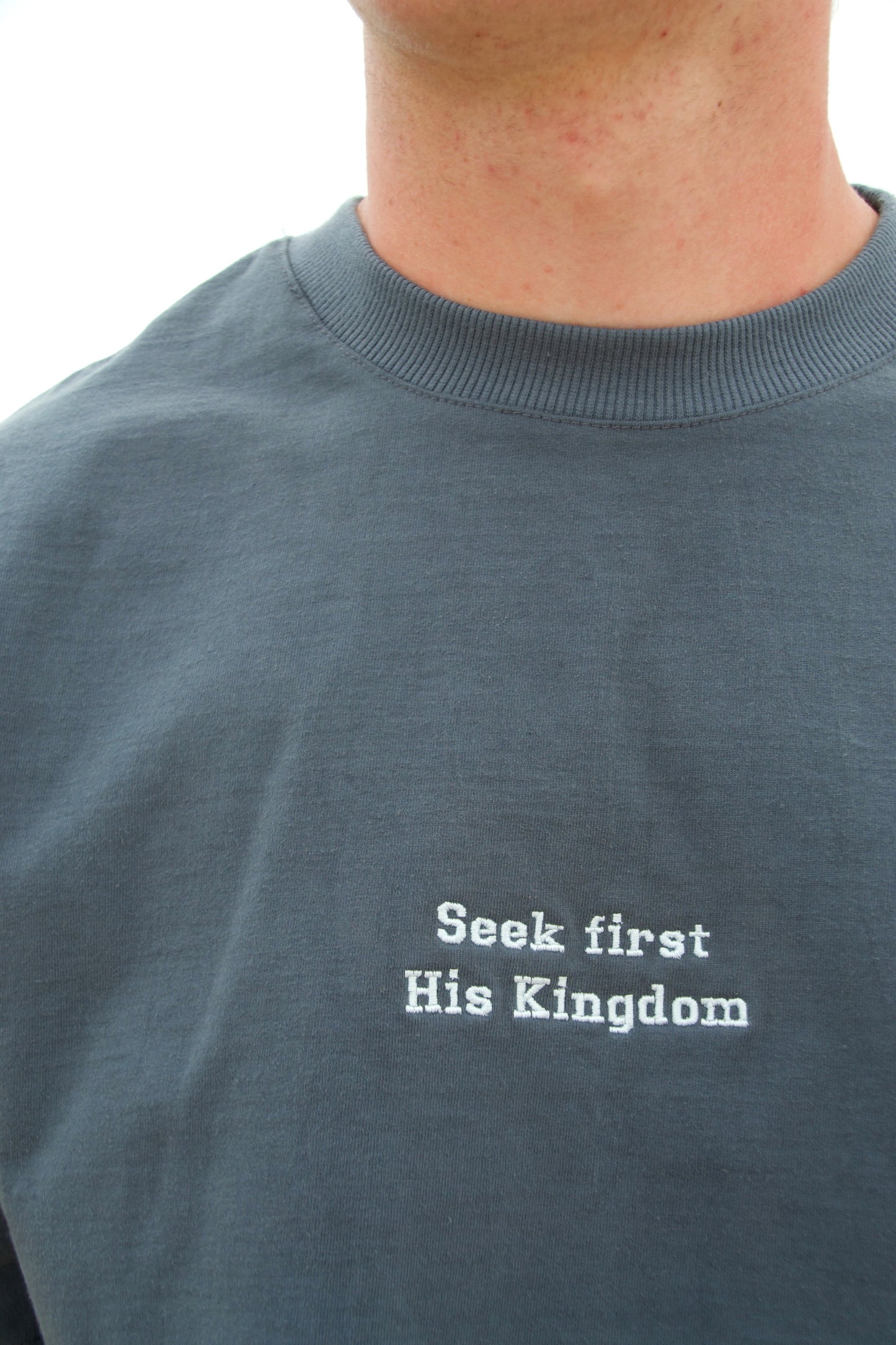 Seek First His Kingdom Unisex Oversized Fit Embroided Tee - Premium cotton